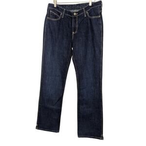 Wrangler Cash No Gap Waistband Dark Wash Straight Leg Jeans Women Size 34